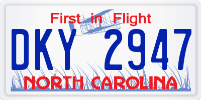 NC license plate DKY2947
