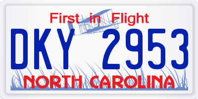 NC license plate DKY2953