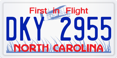 NC license plate DKY2955