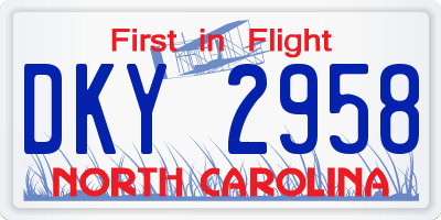 NC license plate DKY2958