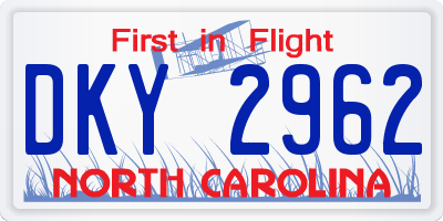 NC license plate DKY2962