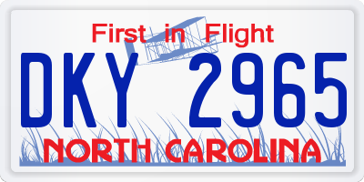 NC license plate DKY2965