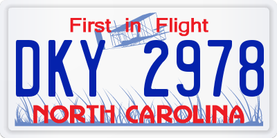 NC license plate DKY2978