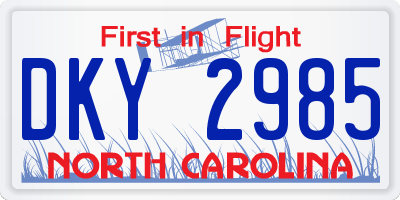 NC license plate DKY2985