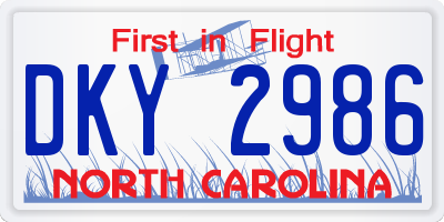 NC license plate DKY2986