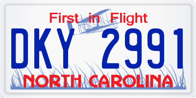 NC license plate DKY2991