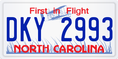 NC license plate DKY2993