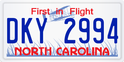 NC license plate DKY2994