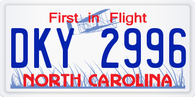 NC license plate DKY2996