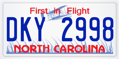 NC license plate DKY2998