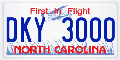 NC license plate DKY3000