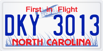 NC license plate DKY3013