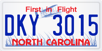 NC license plate DKY3015