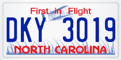 NC license plate DKY3019