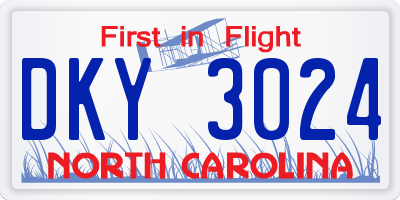 NC license plate DKY3024