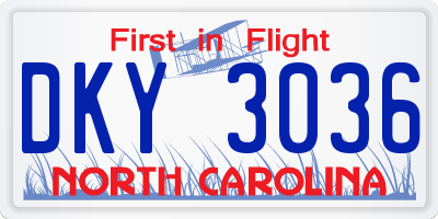 NC license plate DKY3036