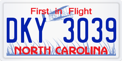 NC license plate DKY3039
