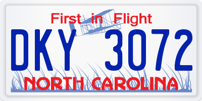 NC license plate DKY3072