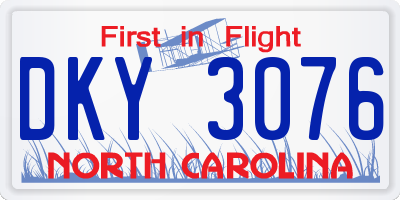 NC license plate DKY3076