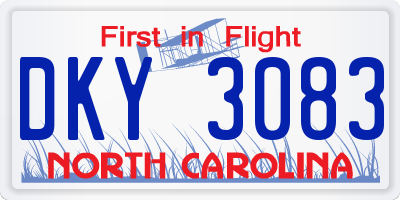 NC license plate DKY3083
