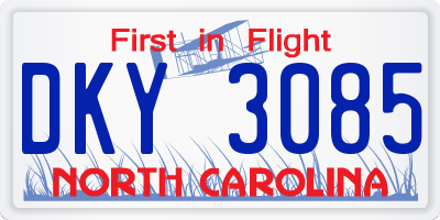 NC license plate DKY3085