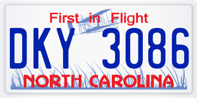 NC license plate DKY3086