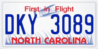 NC license plate DKY3089