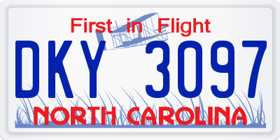 NC license plate DKY3097