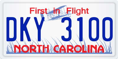 NC license plate DKY3100