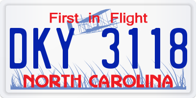 NC license plate DKY3118