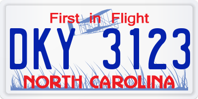 NC license plate DKY3123