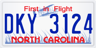 NC license plate DKY3124