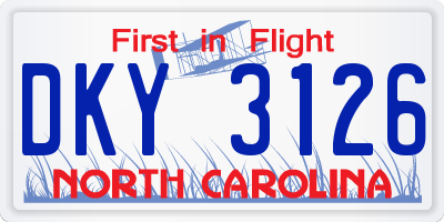 NC license plate DKY3126