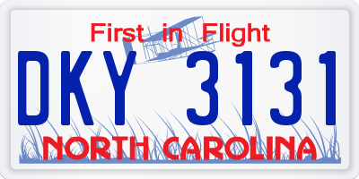 NC license plate DKY3131