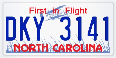 NC license plate DKY3141