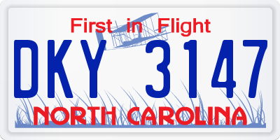NC license plate DKY3147