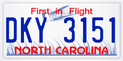 NC license plate DKY3151