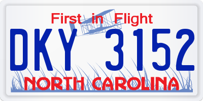 NC license plate DKY3152