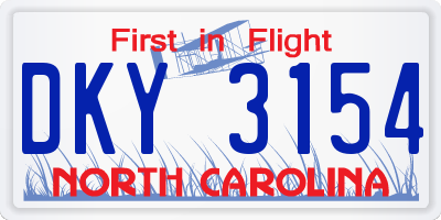 NC license plate DKY3154