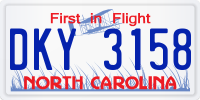 NC license plate DKY3158