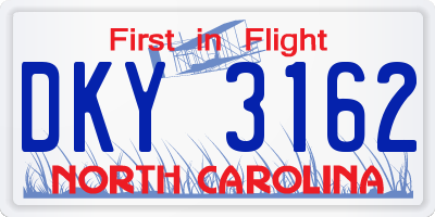 NC license plate DKY3162