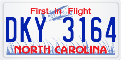 NC license plate DKY3164