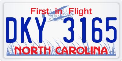 NC license plate DKY3165
