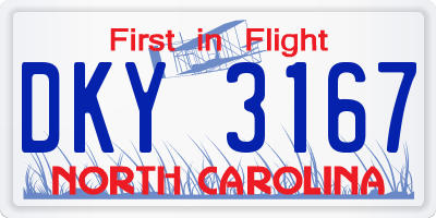 NC license plate DKY3167