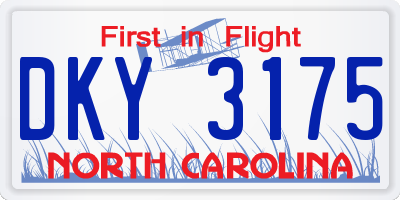NC license plate DKY3175