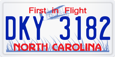 NC license plate DKY3182