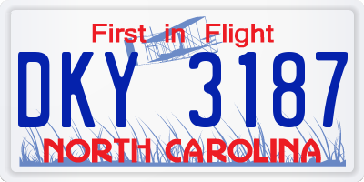 NC license plate DKY3187