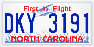 NC license plate DKY3191