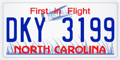 NC license plate DKY3199