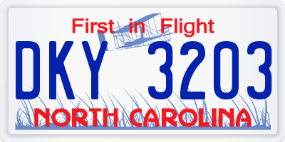 NC license plate DKY3203
